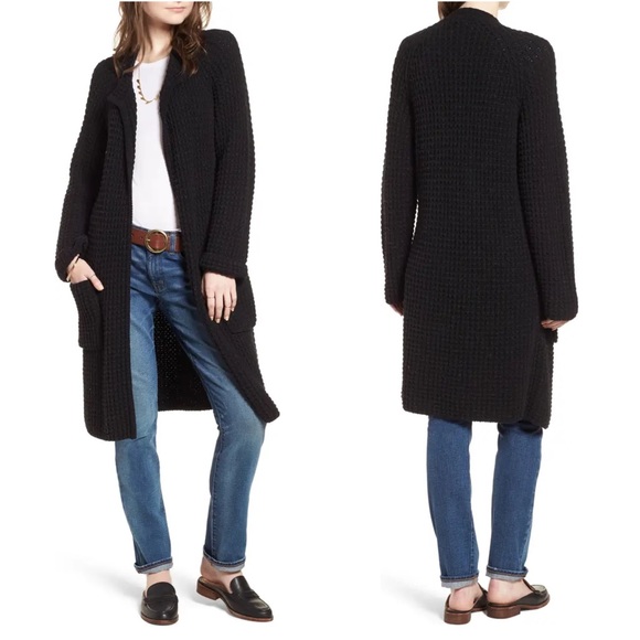 Madewell Sweaters - Madewell Wafflestitch Sweater Jacket - Black